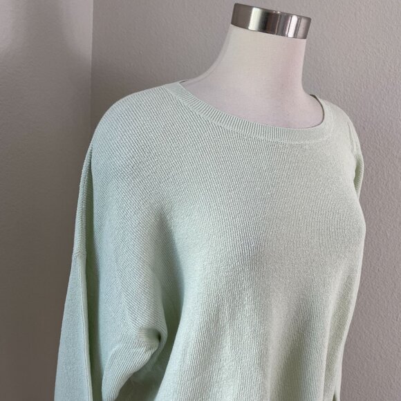 Eileen Fisher Womens XL Mist Green Sweater Organic Linen Blend Long Sleeve Knit - Picture 4 of 12